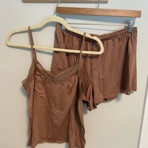 GapBody Tan Lace Trim Sleepwear Set